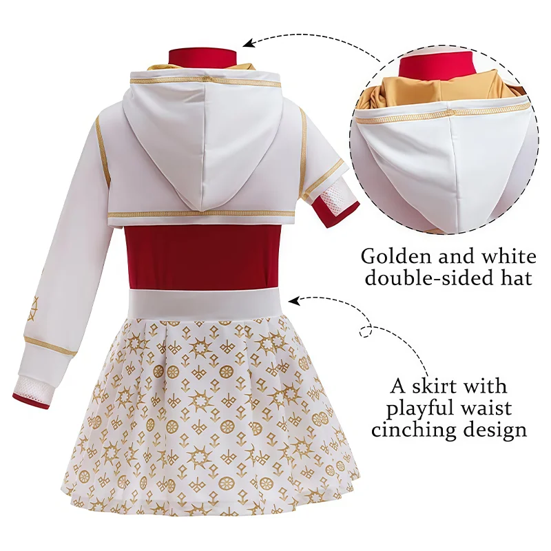 نوفا زومبي زي مصاصي الدماء المشجع بلوزة حمراء + تنورة مع ملحق للفتيات هالوين تأثيري تحت عنوان ملابس موحدة للحفلات