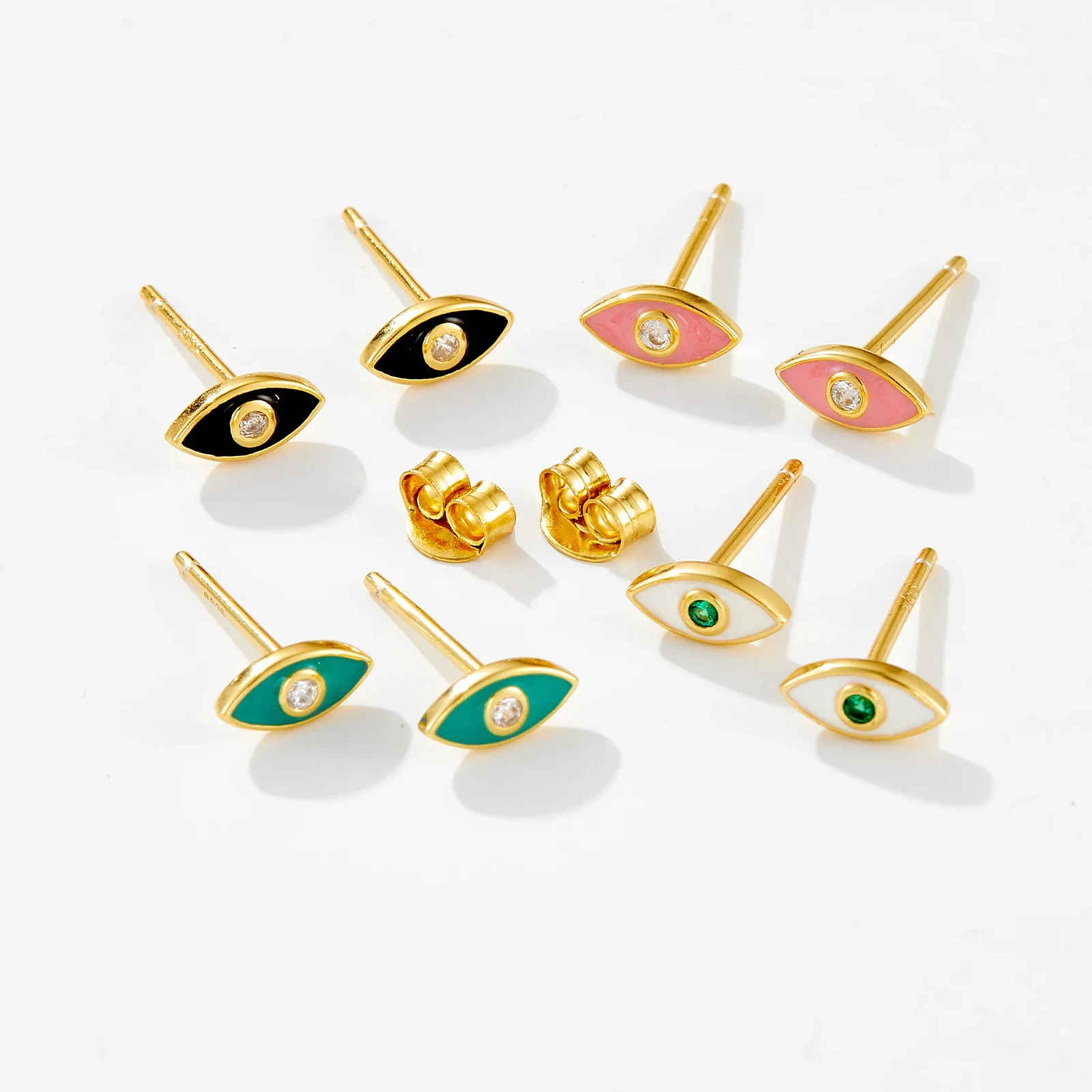 ANDYWEN 925 Sterling Silver Gold Eye Zircon Stud Earring Piercing Pendientes Clips Fine Jewelry Clips Rock Punk Luxury Jewels image 4