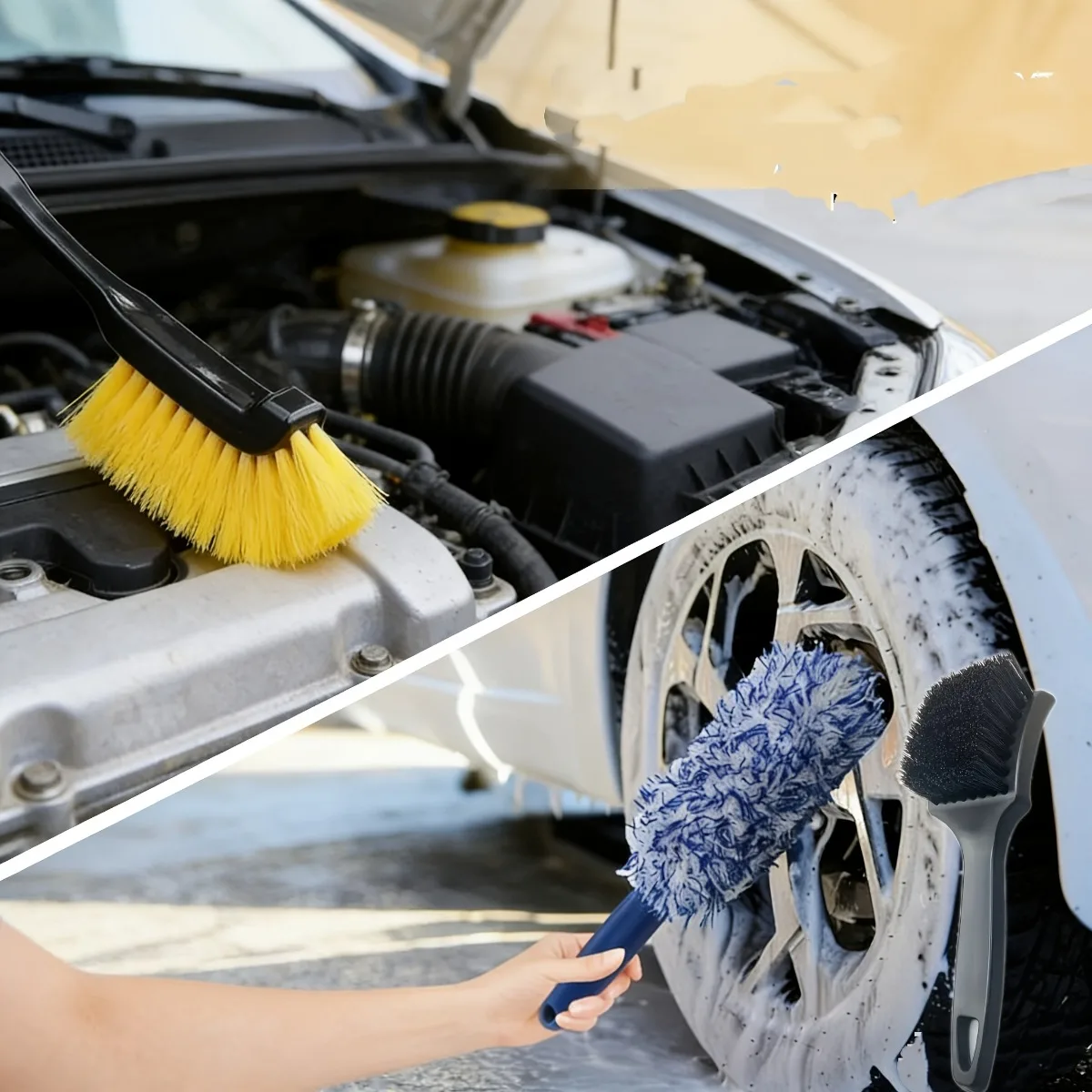 3Pcs Wheel Hub Washing Brushes Rich Foam Design For Car Auto Exterior Wheel Surface Detailing Cleaning Tools