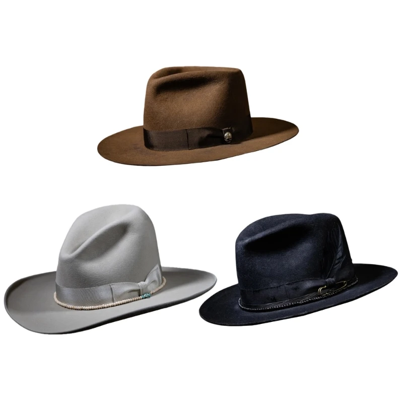 Wool Homburg Top Hat Exotic Panama Porkpie Hat Surprise Gift for Boyfriend Drop shipping