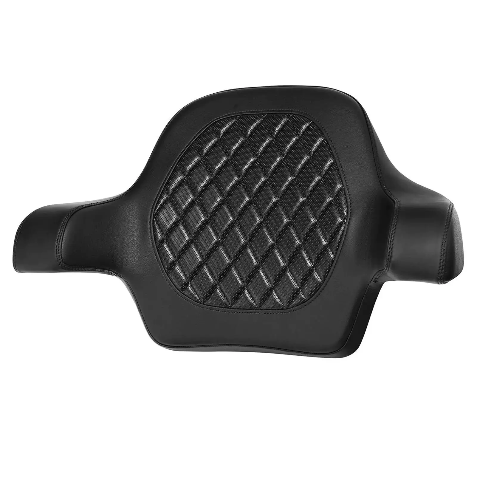 Motorcycle Accessories Passenger Backrest Cushion PU Leather with Retro Stitch Quilted Center Ergonomic Side Panels for Stable