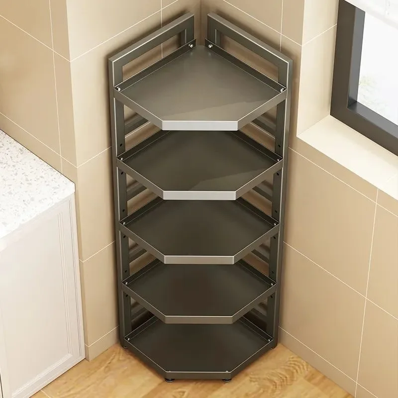 New kitchen corner rack, multi-layer floor tripod pot rack, small household appliances storage rack in the corner multi-function