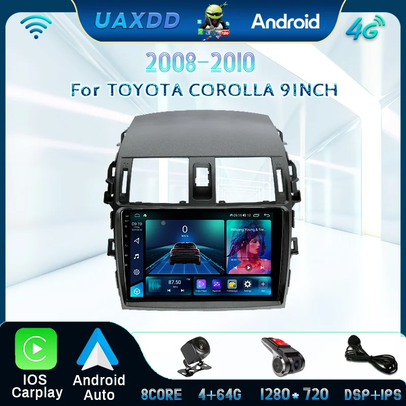 

For TOYOTA COROLLA 2008-2010 2 Din Car radio player multimedia HD video screen Voice DVD All In One Android navigation GPS 9inch