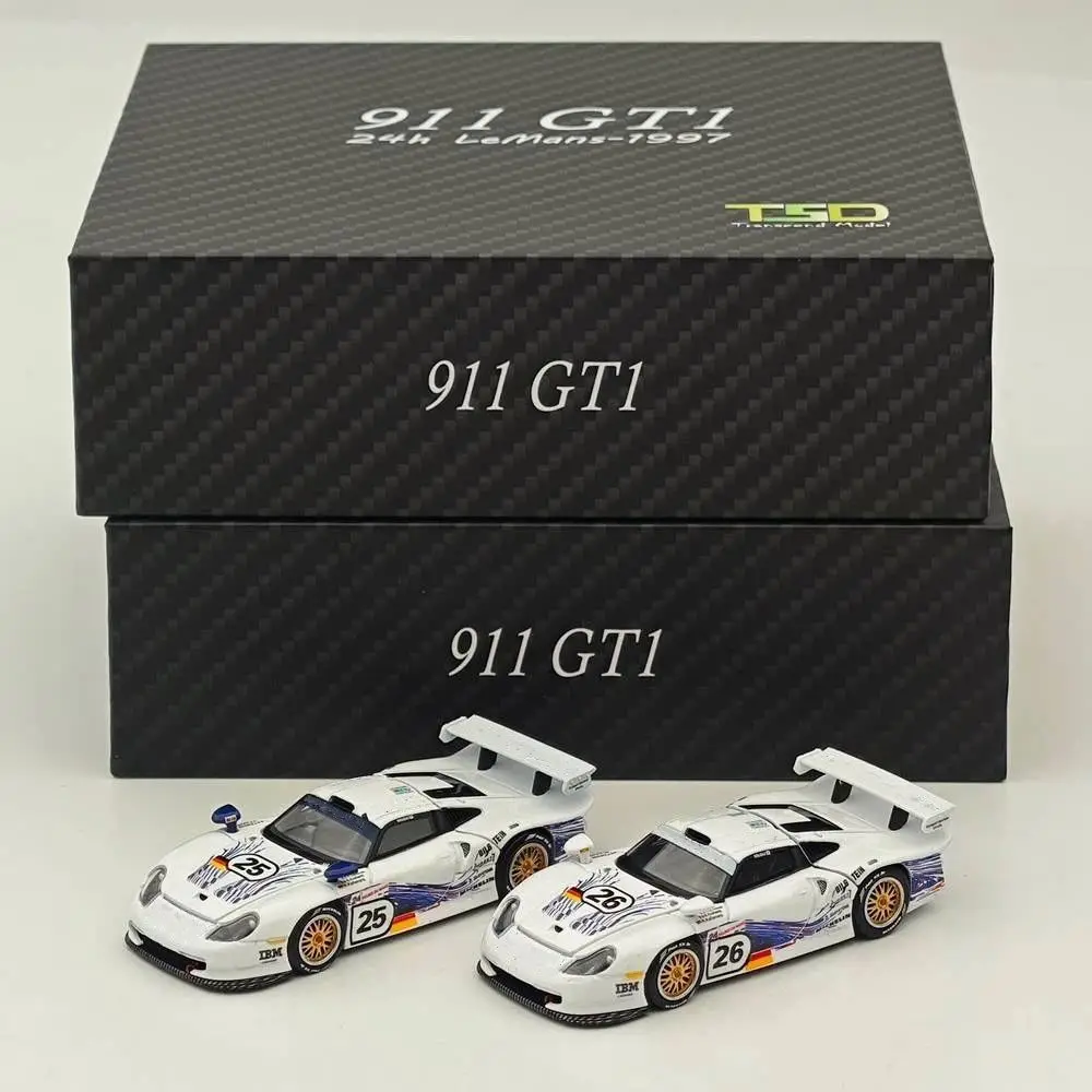

TSD 1:64 911 GT1 24h LeMans 1997 с открывающимся капотом, литая металлическая модель автомобиля, лимитированная коллекция, подарок для хобби-коллекционеров