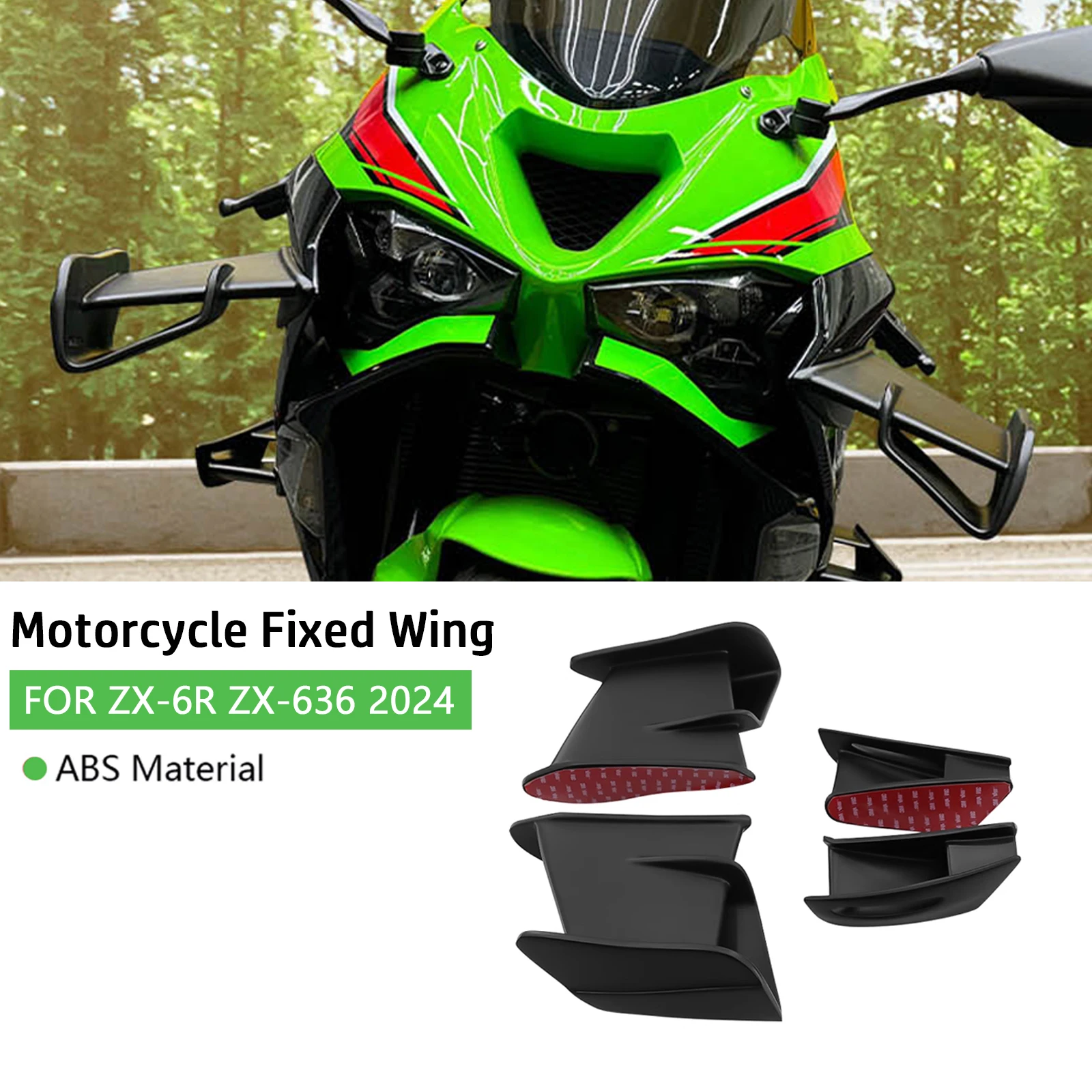 

For ZX6R 2024 ZX636 2024 ZX-6R ZX-636 Motorcycle Aerodynamic Wings Side Fixed Wings Fairings Side Spoilers Winglet Side Wing