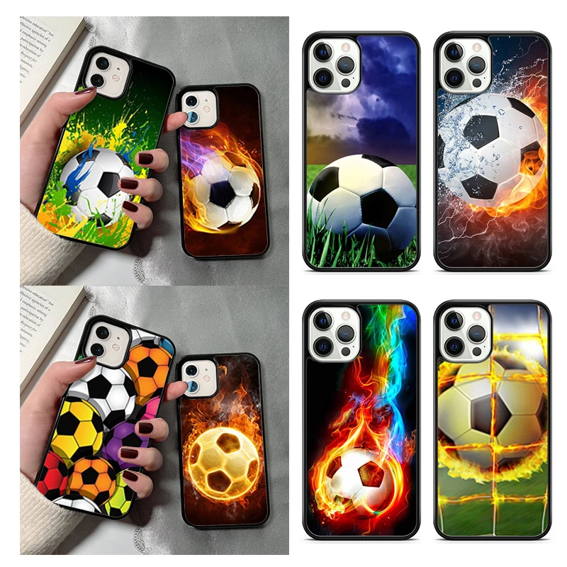 Fire Football Ball Soccer Phone Case For iPhone 14 15 16 13 12 Mini Max Cover For Apple 11 Pro Max 6S 8 7 Plus SE2020 Coque