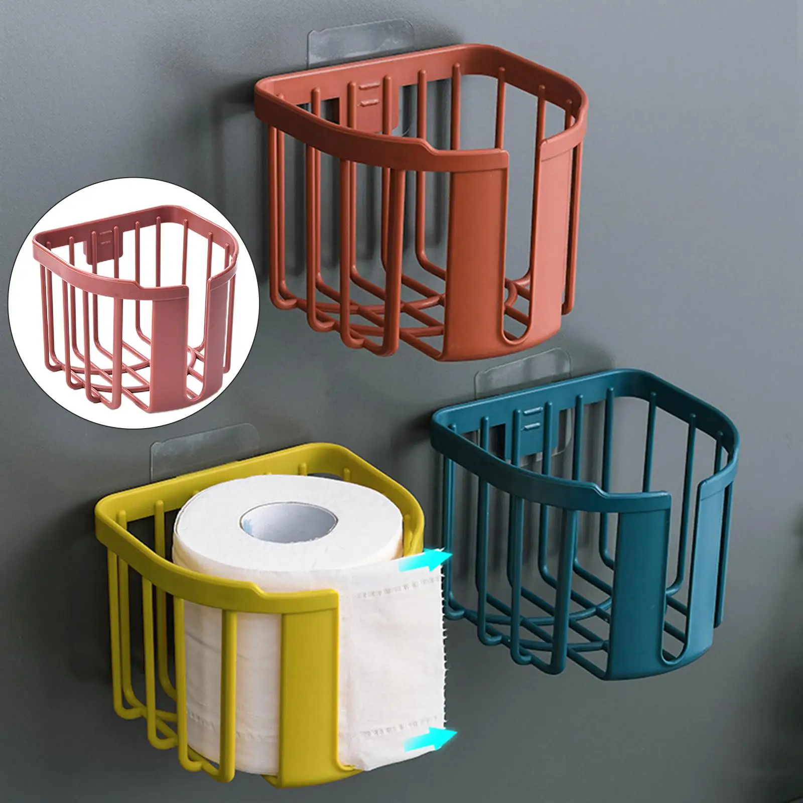 Wall Mount Toilet Paper Holder, Decorative No Drilling Tissue Pole Stander, Roll Paper Stand, Washroom Under Kitchen Cabinet