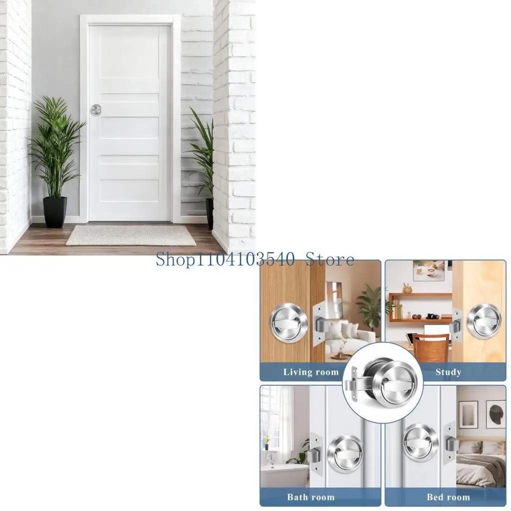 02DC Sliding Door Pull Lock with Round Steel Recessed Handle Design