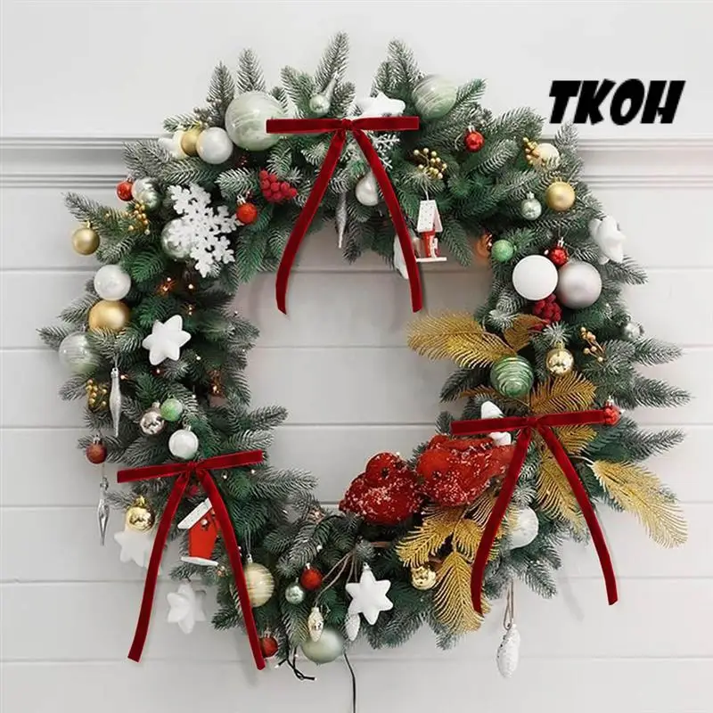 TKOH-Arco de árvore de Natal, enfeites de veludo de árvore de Natal, artesanato rural, presentes, decoração de Natal, interior de casamento