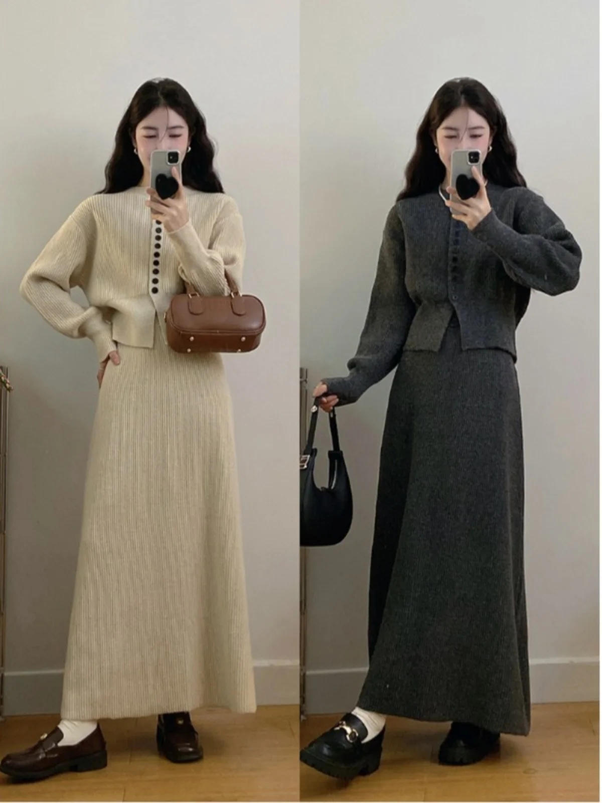 

plus Size Lazy Style Knitted Dress Set Women's Autumn Winter Collection Conceal Meat Slimming Two Piece Set for Adult Women