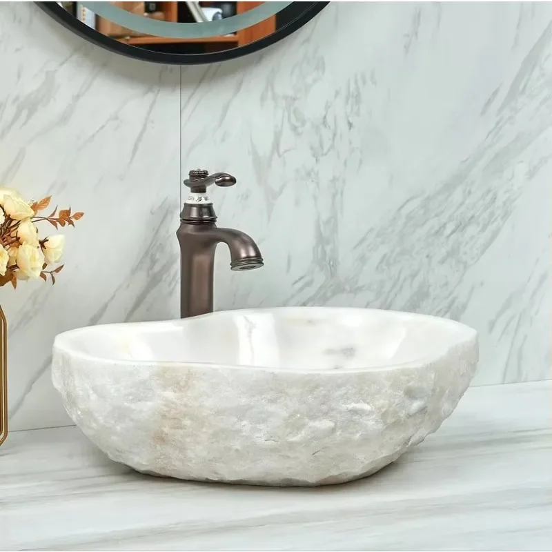 Irregular Edge White Stone Bathroom Dishwashing