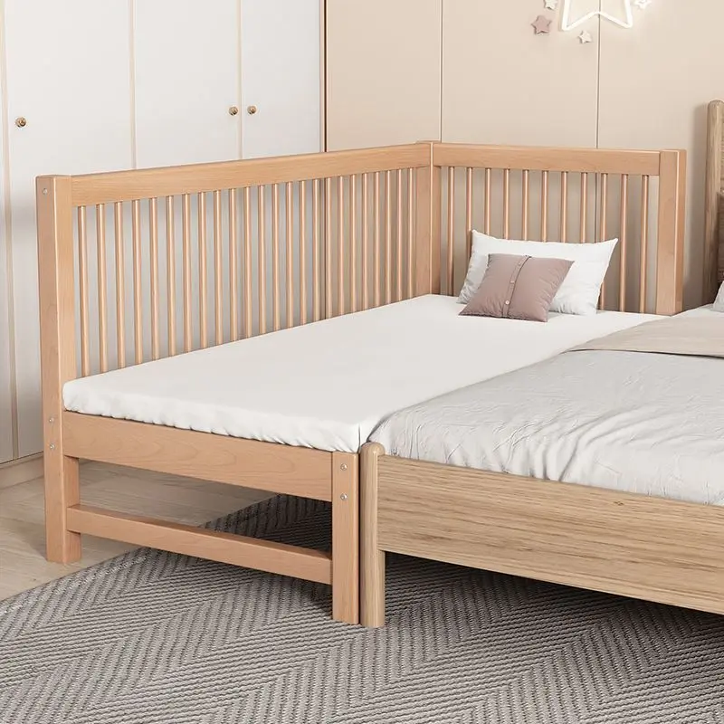 

Children's Wooden Bed With Mattress Solid Pine Wood Toddler Bed Kids Furniture With Safety Guardrails For Bedroom Nursery Home