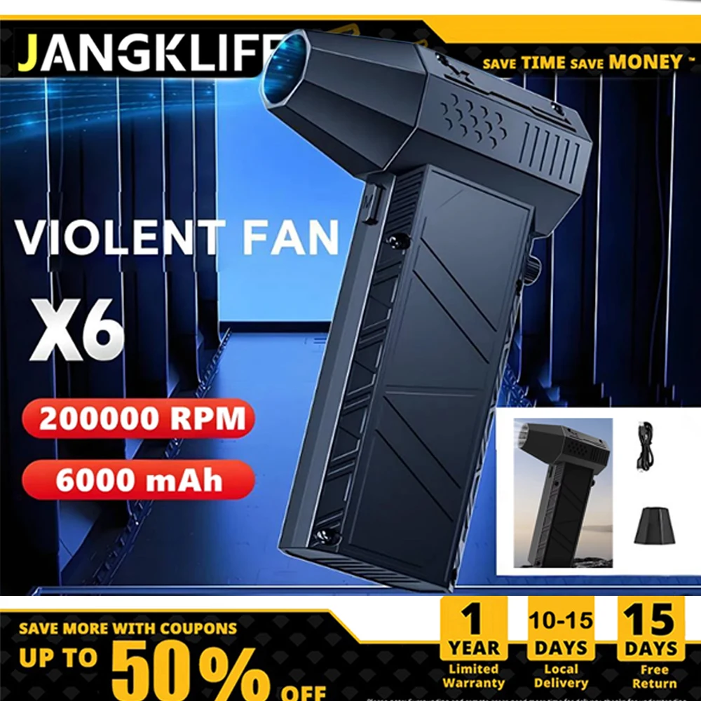 X6 مروحة عنيفة 200000 دورة في الدقيقة منفاخ هواء قوي X9 مكنسة كهربائية من النوع C شحن الرياح القوية 53 متر/الثانية منفاخ توربو نفاث بدون فرش