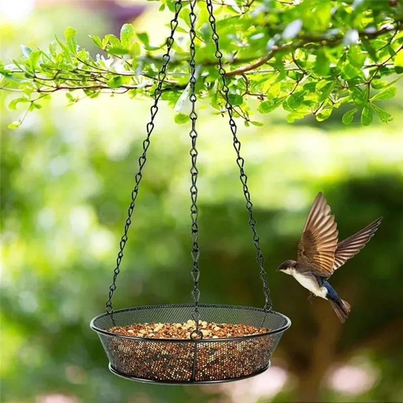 

【Superdeals】1 PCS 7.5 INCH Metal Mesh Platform Feeders Dish Metal Mesh Seed Tray Wild Bird Feeder Tray