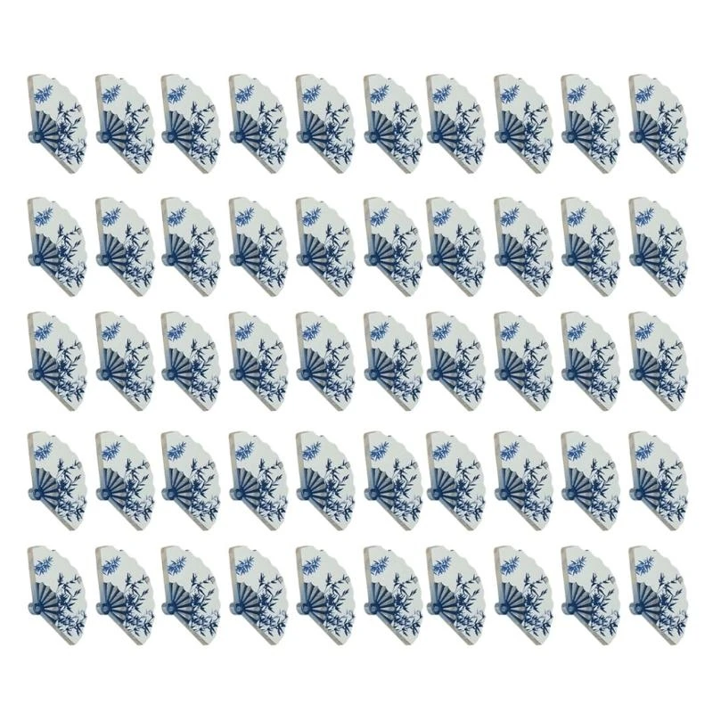 

50 Pieces Chinese Transparent Bamboo Fan Charm Vintage Pendant for Earring and Hairpin Jewelry Crafting Components