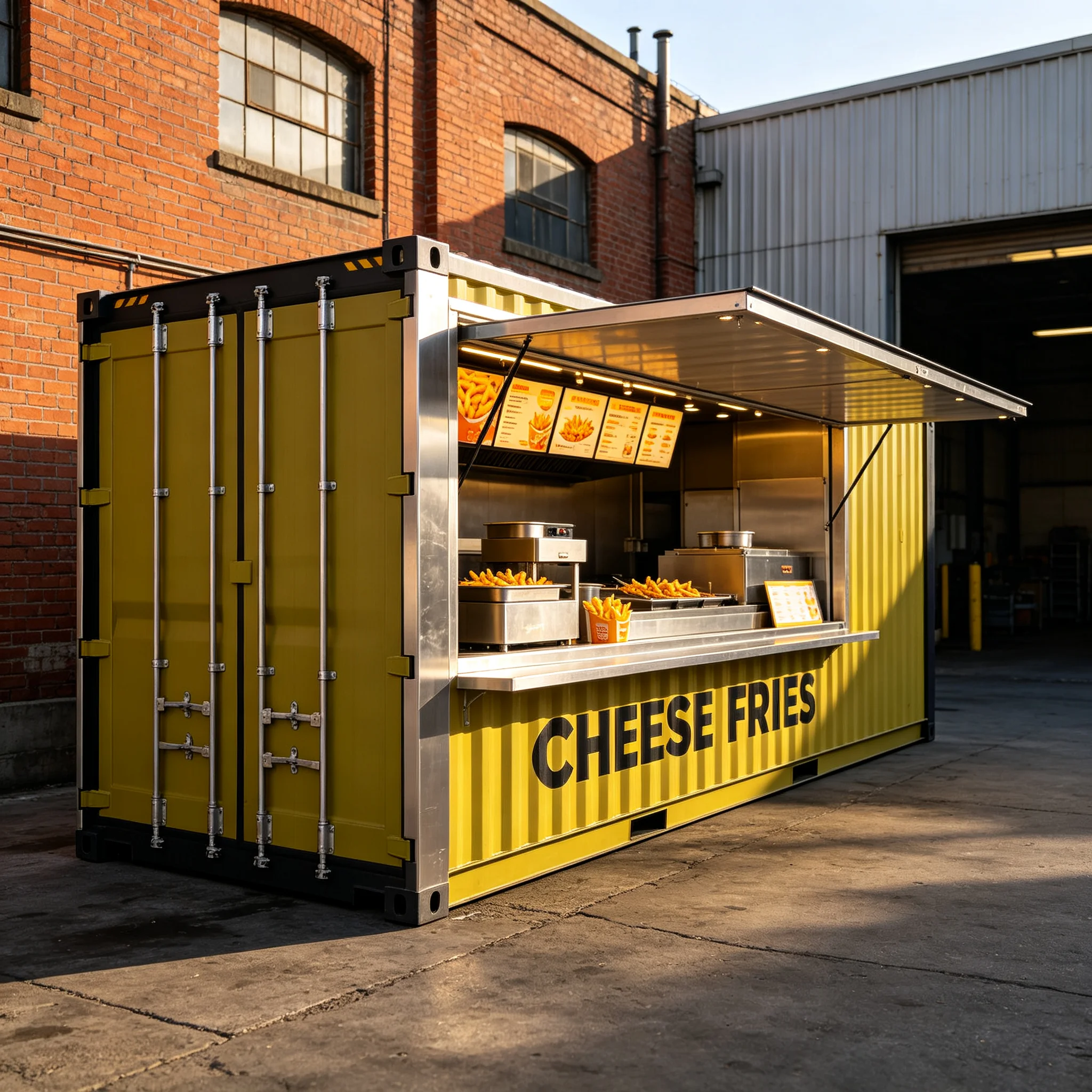 Modular Pop up Container Shop Custom Commercial Booth with Large Service Windows and Storage Space