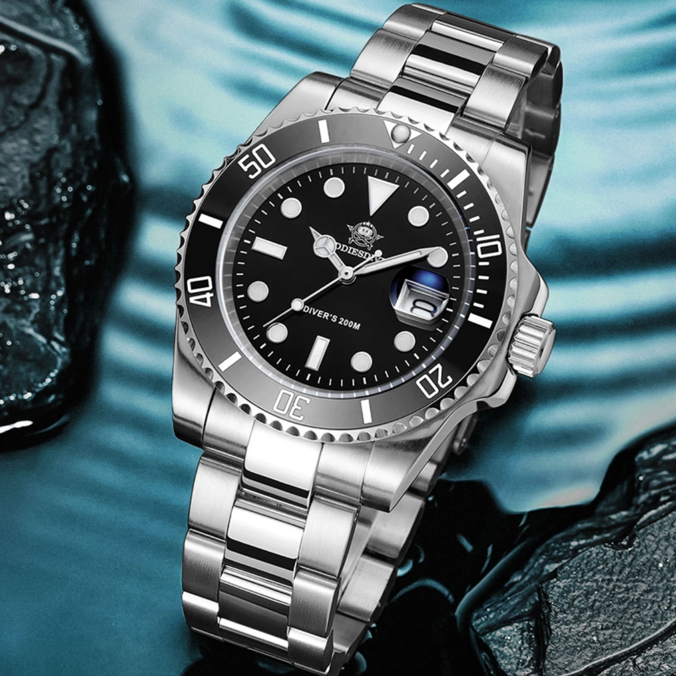 ADDIESDIVE Hot Selling Luxury Men's Diving Watch Steel BGW9 Luminous Ceramic Bezel 41mm 200M Waterproof Men's Analog Watch MY-H3