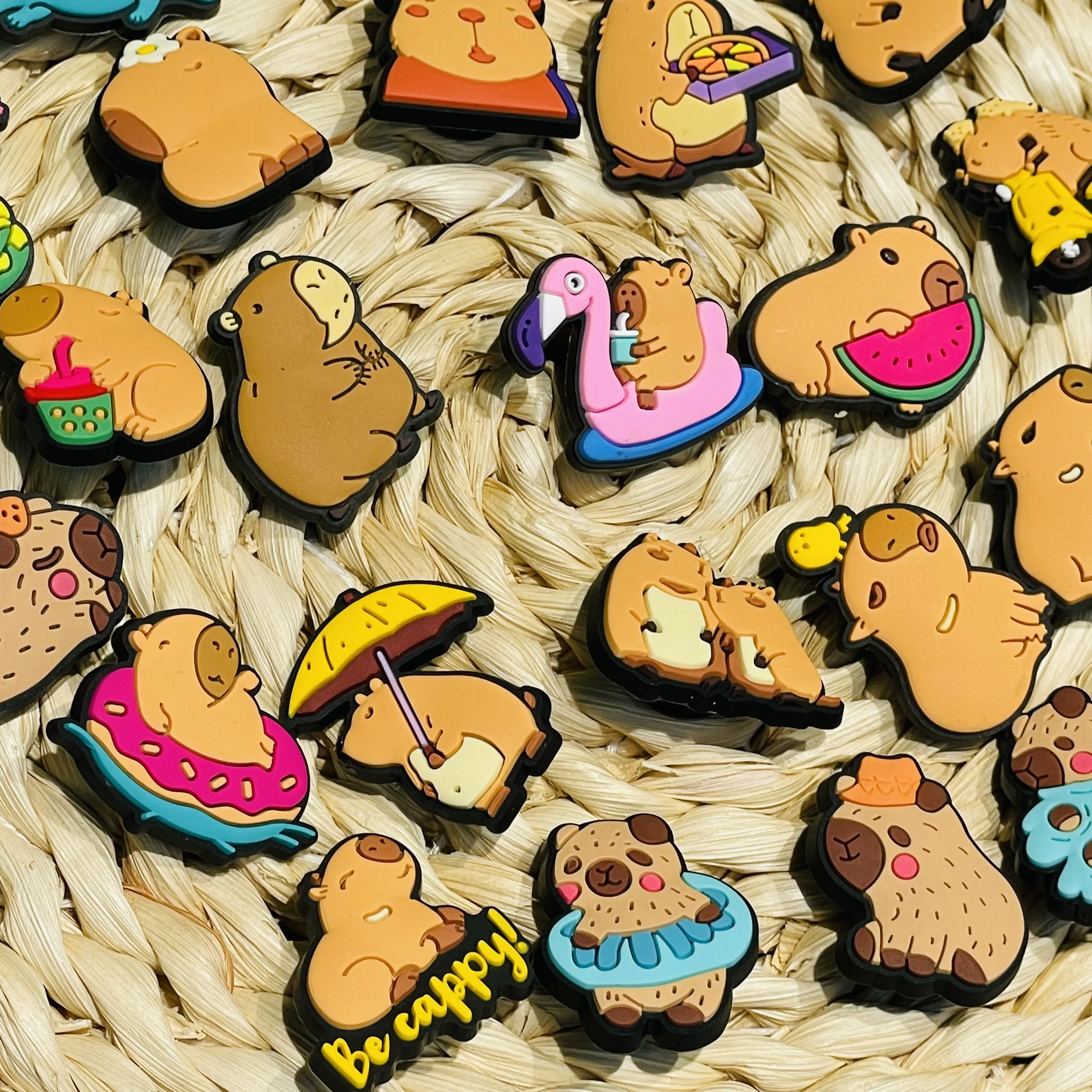 20Pcs Animal Capybara Snake PVC Lovely Shoes Charms Ornament Boys Girls Clog Buckle DIY Phone Case Birthday Present