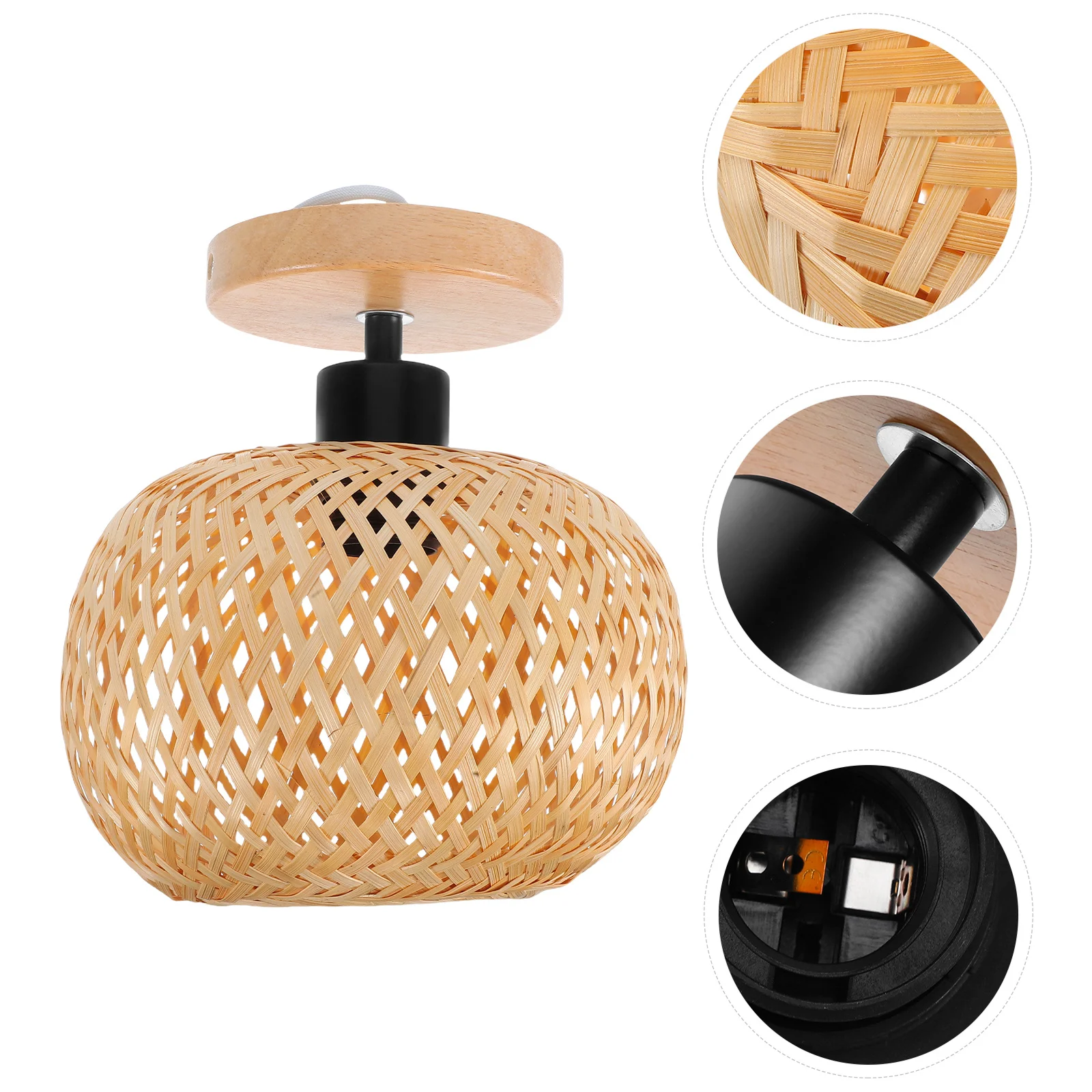 

Bamboo Woven Ceiling Light Fixture Vintage Rustic Design For Home Office Farmhouse Dining Room Kitchen Hallway Bedroom Balcony