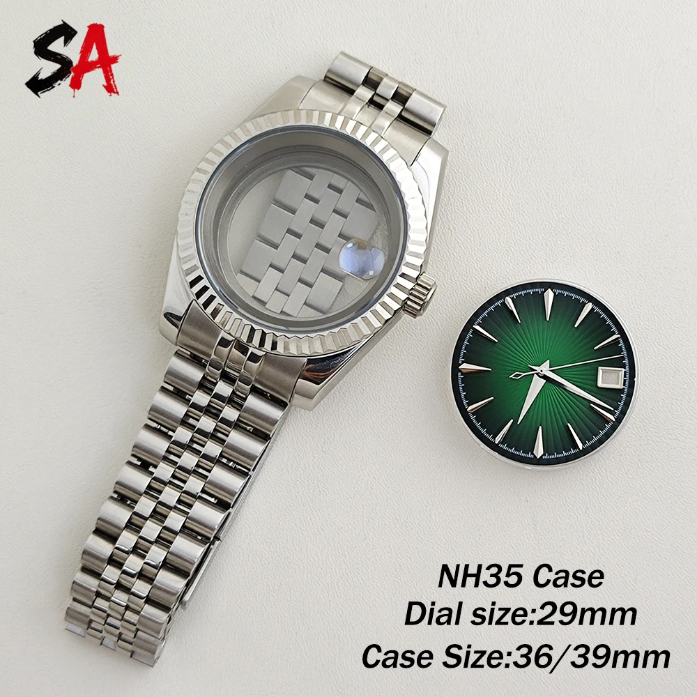 

39mm Case NH35 Case Dial Men's Stainless Steel Case Date Window Customized Logo Dial for NH35 Movement Accessories