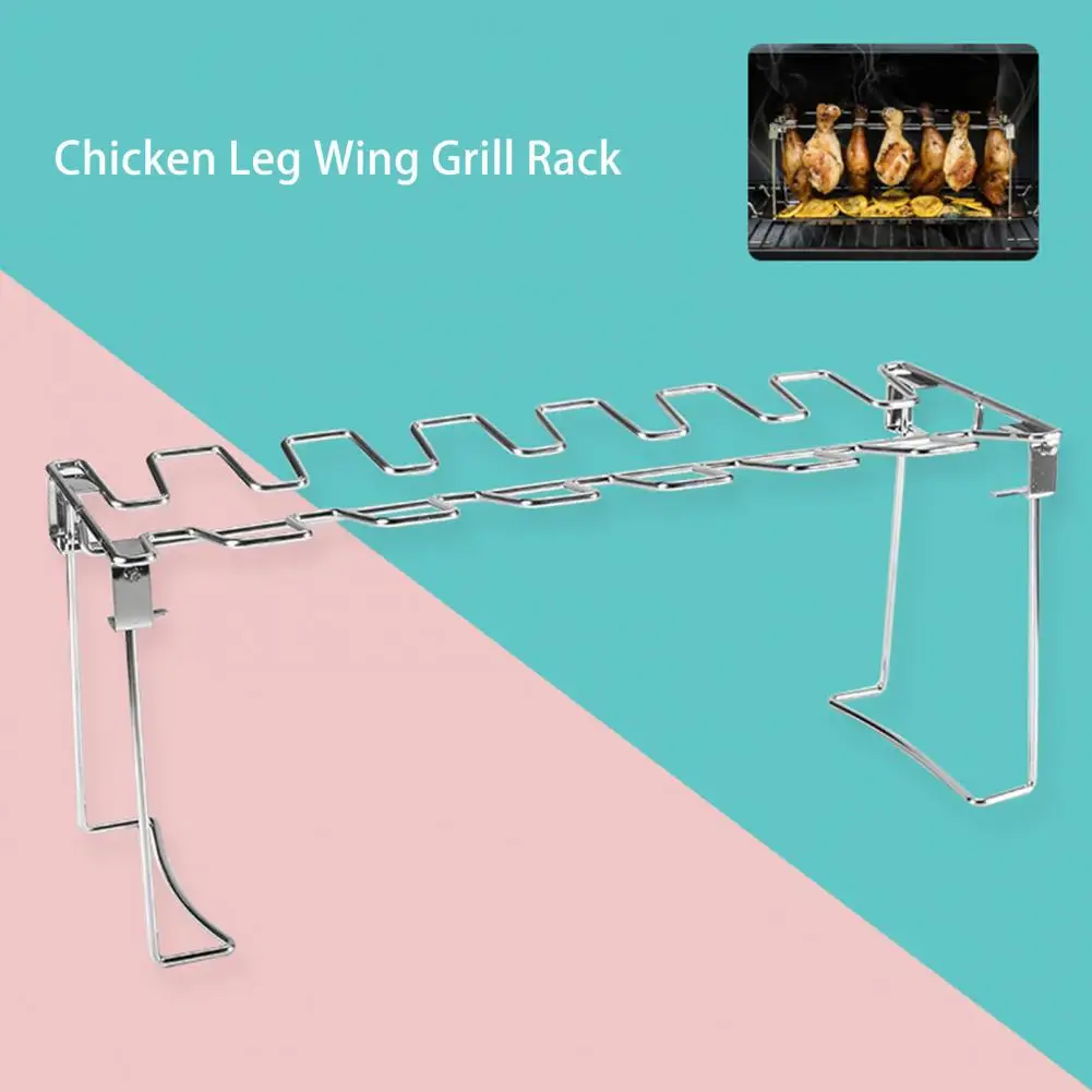 Roaster Rack Food Grade Heat Resistant Foldable Non-stick Grilling Stainless Steel Chicken Leg Wing Grill Rack BBQ Accessories