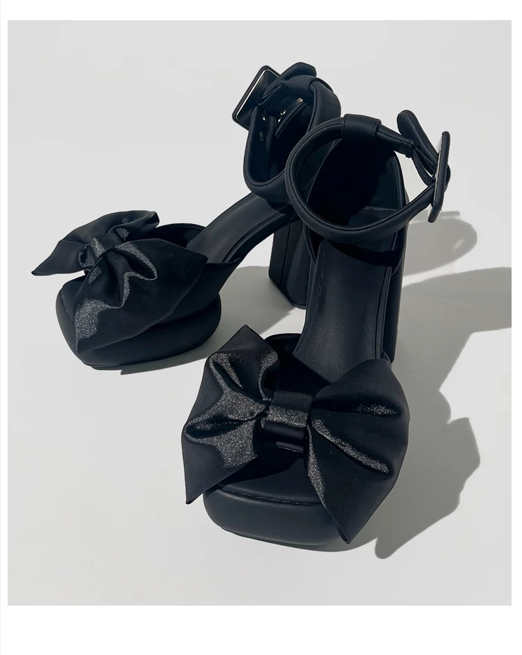 สีชมพูรองเท้าส้นสูงรองเท้าแตะผู้หญิงหวาน Girly สไตล์รองเท้าสุภาพสตรีสีดํารองเท้า Lolita รองเท้ารองเท้าส้นสูง