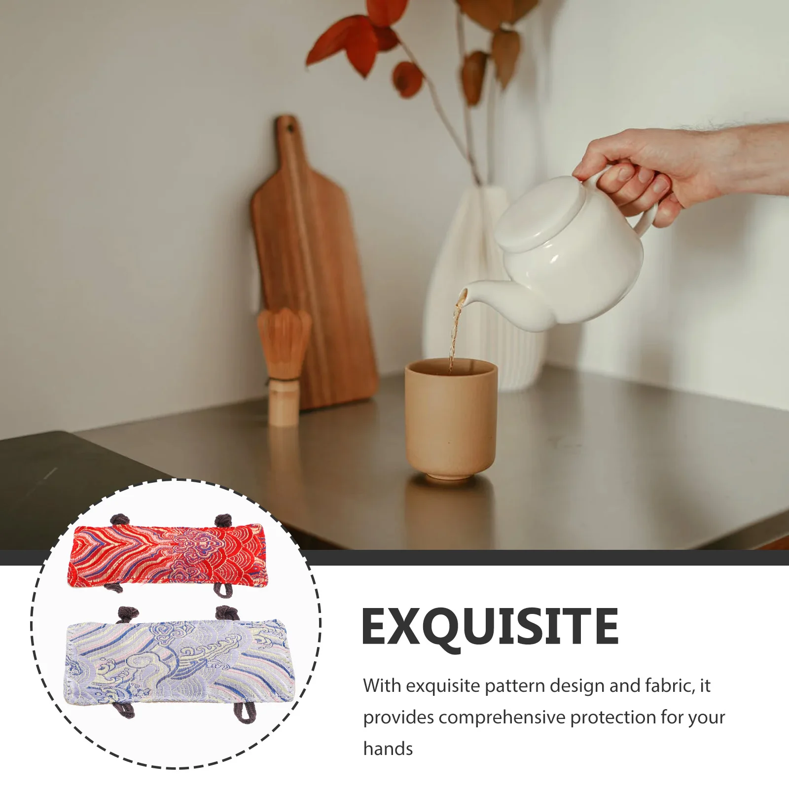 

2Pcs Antiscald Teapot Handle Cover Comprehensive Hand Protection Decorative Kitchen Accessory Teakettle Handle Cover