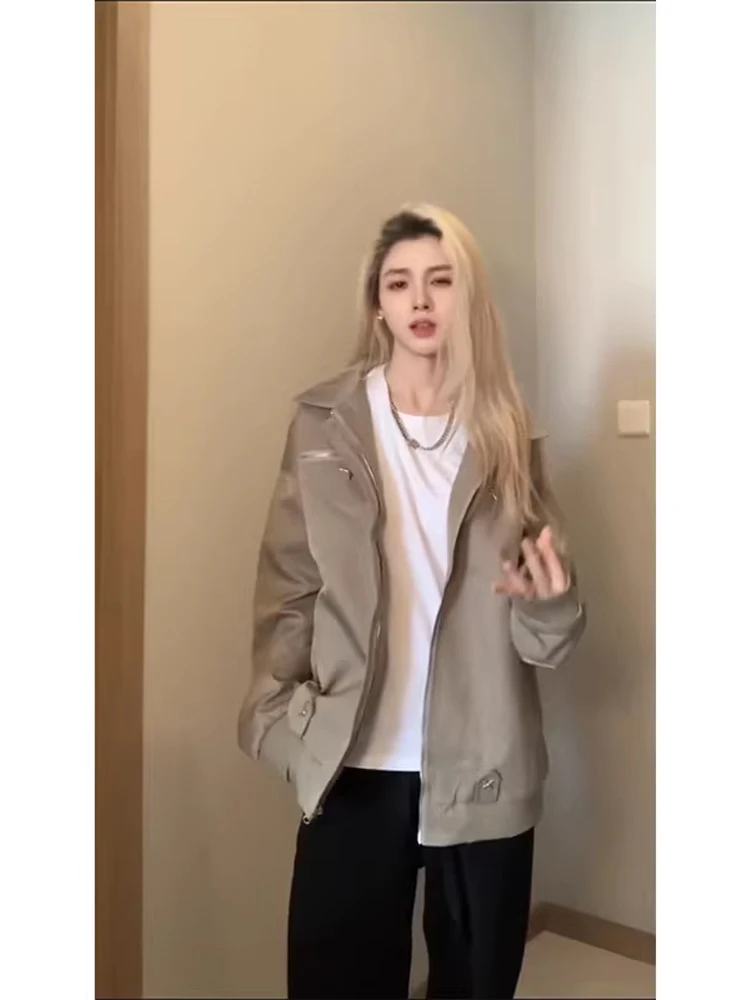 

Американская рабочая одежда High Street Jaet, мужская весенне-осенняя одежда с воротником на молнии, бейсбольная одежда, винтажная модная одежда из полиэфирного волокна