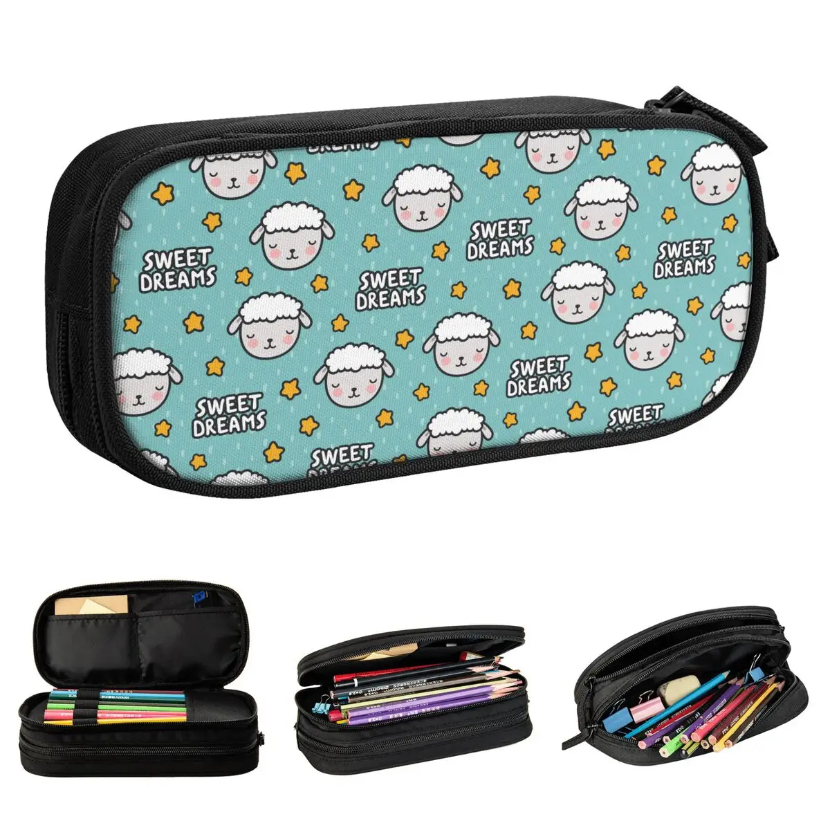 Cute Cartoon Sheep Pencil Case Cute Pen Box Bags Student Big Capacity Students School Gift Pencilcases