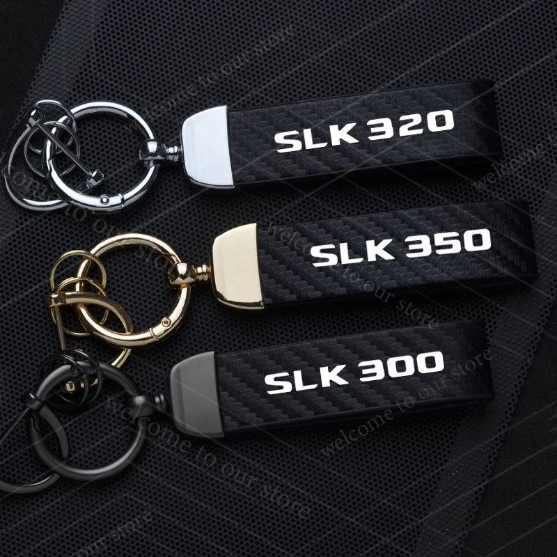 Для Mercedes Benz SLK320 SLK350 SLK300 эмблема с логотипом автомобиля из углеродного волокна, кожи, брелок из цинкового сплава, брелок из микрофибры, подарок