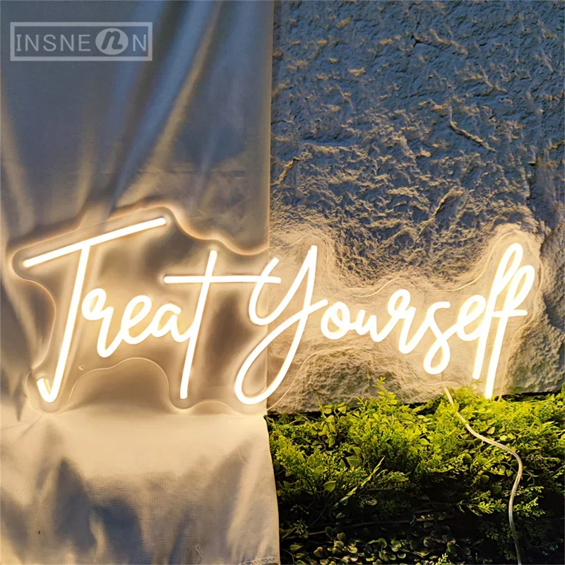 Treat Yourself Neonowy znak świetlny LED, dekoracja ścienna, impreza klubowa, dom, sypialnia, bar, pokój do gier, prezenty