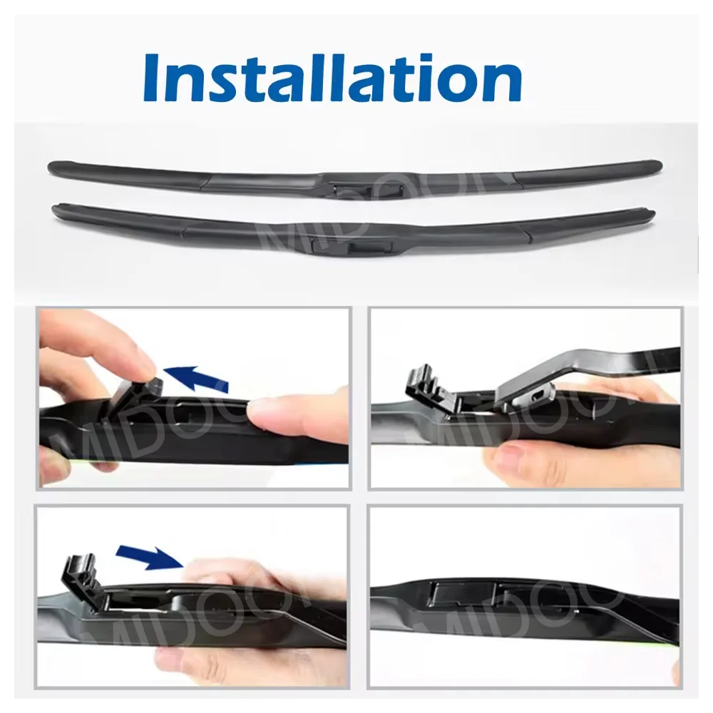 MIDOON Hybrid Wiper Blade for Toyota Corolla Camry KIA Sportage Nissan Qashqai J10 J11 Windscreen wipers Fit Hook Arms Only