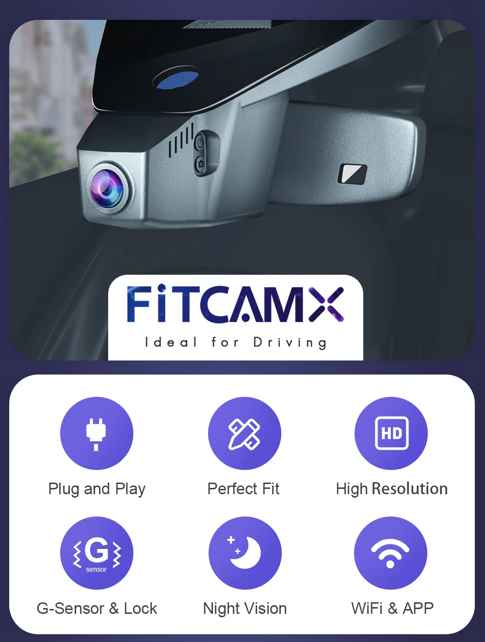 FITCAMX 4K Dashcam für VW Volkswagen Tiguan MK2 2016-2024/ TYRON X 2023 / UP, E-Up 2019-2025, Eingebautes WLAN & App – Detail 3
