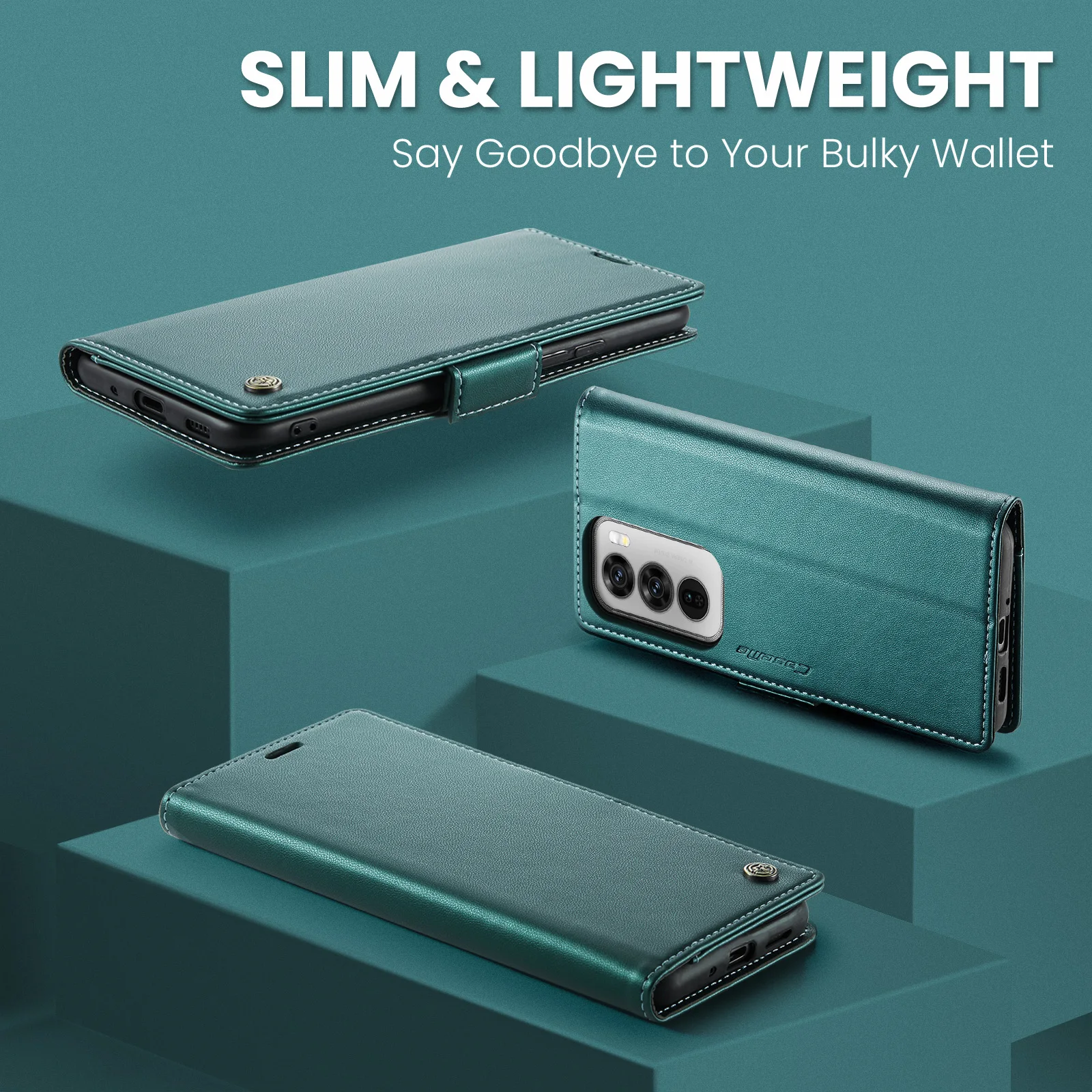 CaseMe High Quality Retro Magnetic Flip Leather Case For OPPO Reno 12 Pro  5G  Wallet Credit Bank Card Holder  Anti theft brush