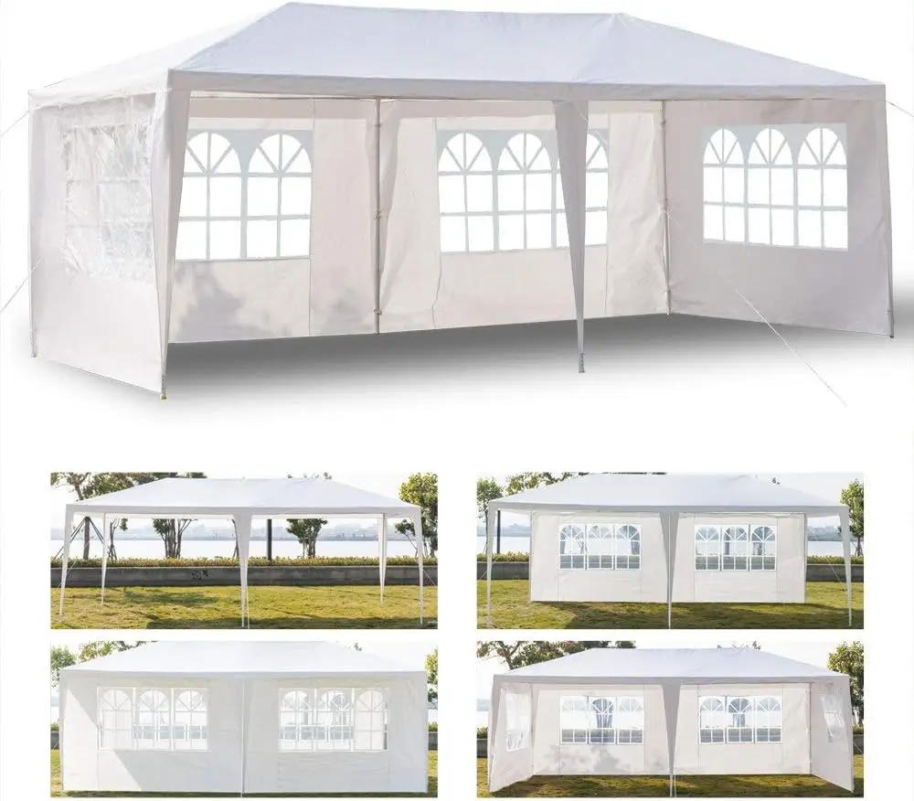 10' x 20' Outdoor Canopy Waterproof Gazebo Party Wedding Tent,Sunshade Shelter Canopy Gazebo with 4 Removable Sidewalls,White