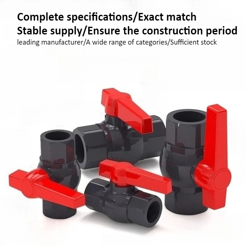 Dark Gray Long Handled Ball Valve PVC  DN15 20 25 32 40 50 Single-sided Fittings Switch Socket Plastic Industrial Adhesive