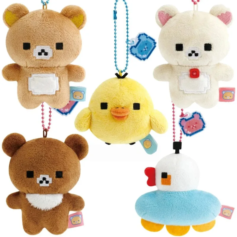 NIEUWE Rilakkuma Pixel Thema Pluche pop Hanger leuke Kiiroitori Game Universe Korilakk Bruine Beer Mini Knuffels pop cadeau