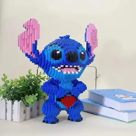 2025 Nya 33 cm byggstenar Anime Stitch stor storlek söt pedagogisk monteringsleksak bordsdekoration barn födelsedagspresent 10 best sales Lego Stitch - №2