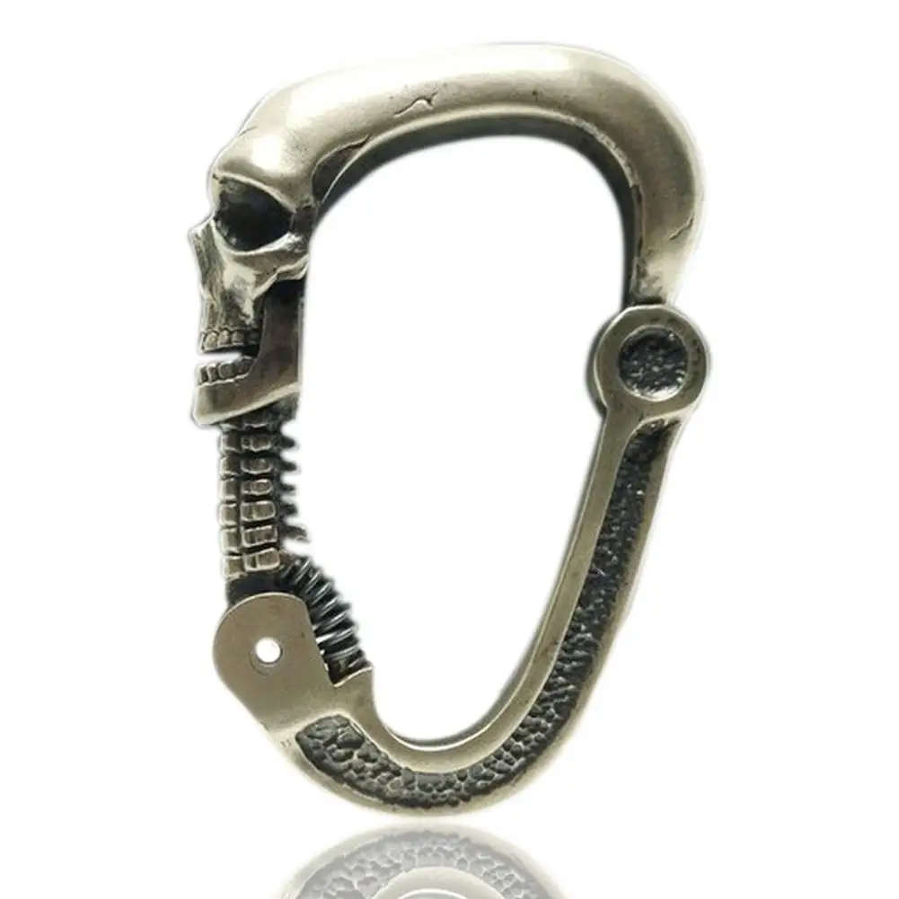 Skull Carabiner with Articulated Cervical Column Clasp Heavy Duty Stainless Steel Outdoor Climbing Backpacking Buckle Clip