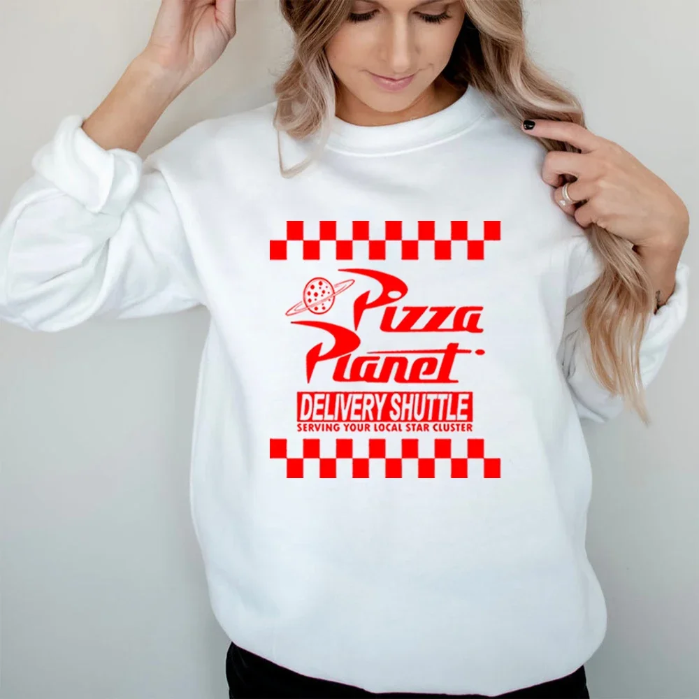 Funny Planet Graphic Sweatshirt Pizza Planet Sweatshirt Vacation Autumn and Winter Fashion Trend Pullovers