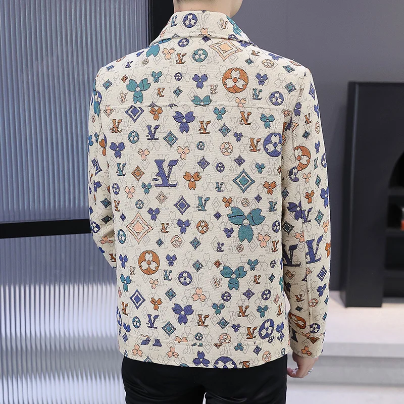 

Casual Embroidered Jaet Men's Slim Fit Faionable Spring Autumn Youth Collarl Jaet Sli Polyester Cotton Blend