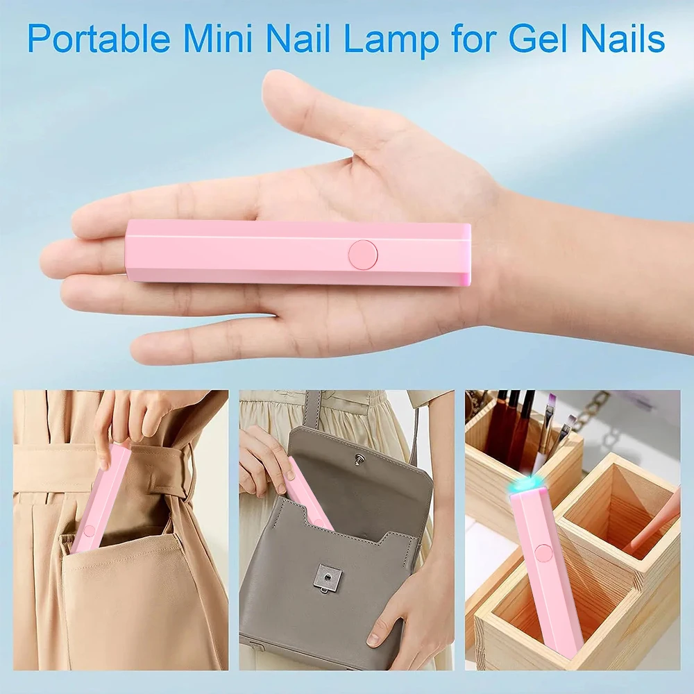 LULAA-Mini lámpara secadora de uñas portátil, luz LED UV para uñas para curar todo el Gel de uñas, herramienta de Arte de uñas recargable por USB, uso en viajes en el hogar