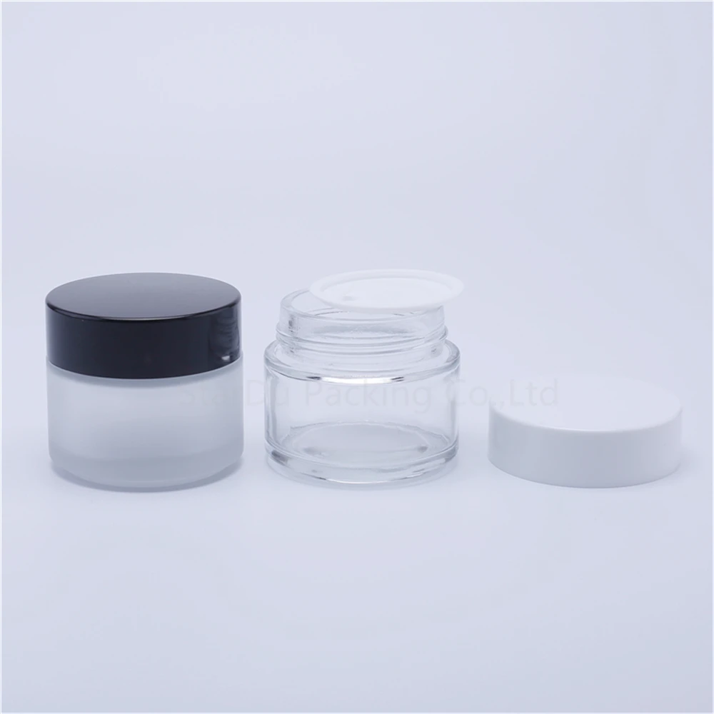 100pcs 100g Glass Cream Jars Cosmetic Packaging With Lid Plastic Caps & Inner Liners Round Empty Small Glass Jars