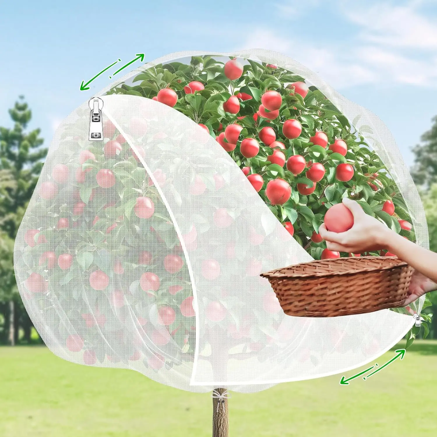 

Сетка для защиты растений от вредителей с застежкой-молнией и шнурком – от cicadas, птиц, белок