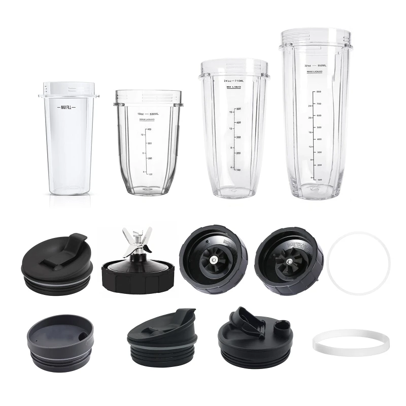 2023 New Juicer Blender Parts 16/18/24/32OZ Cup / Rubber Gasket / Seal Lid  for NUTRI Ninja Blender Accessories Easy to Replace