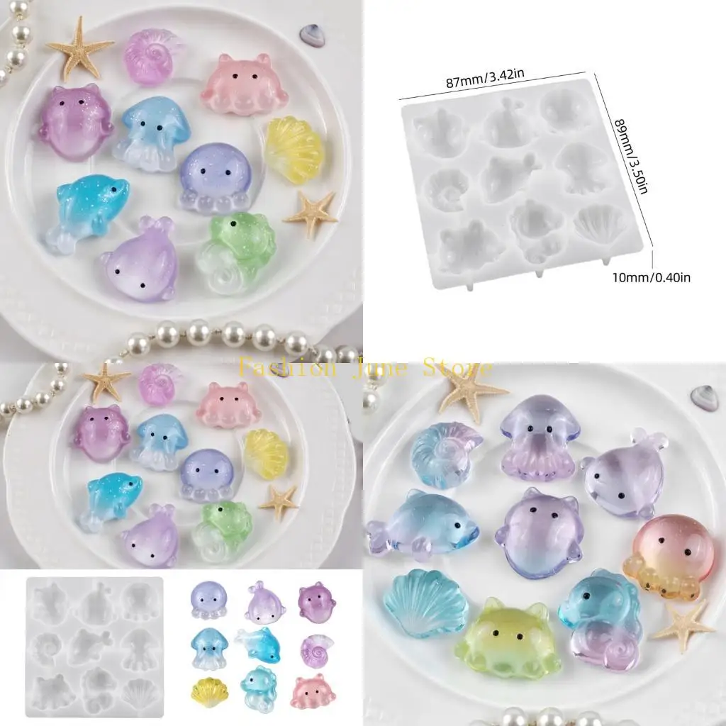 N5KA Silicone Mould Set For Making Unique Resin Keychains And Pendants In Marine Themes
