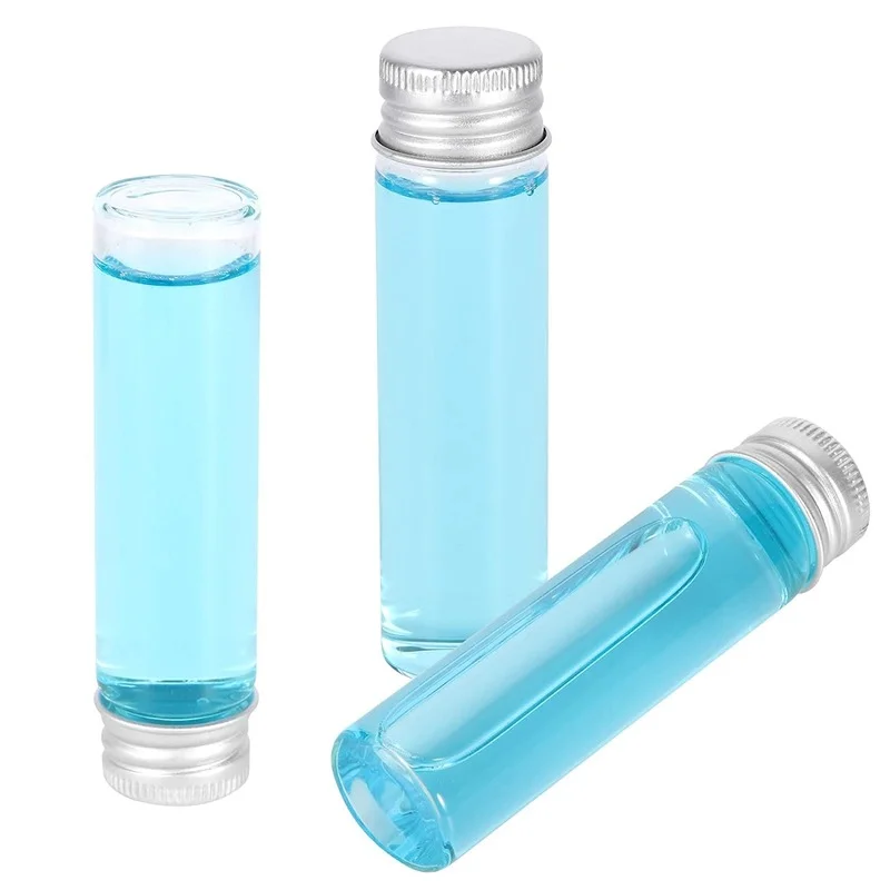 15ml /20ml Glass Vials with Screw Caps and Plastic Stoppers, Small Clear Liquid Sample Vial, Leak-Proof Vial, 12PCS