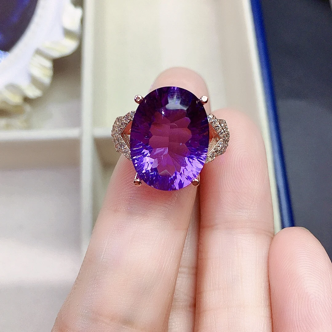 

Hotsale 925 Silver Amethyst 8ct 12mm*16mm VVS Grade Natural Amethyst Ring for Amethyst Silver Ring 925 Silver Amethyst Jewelry