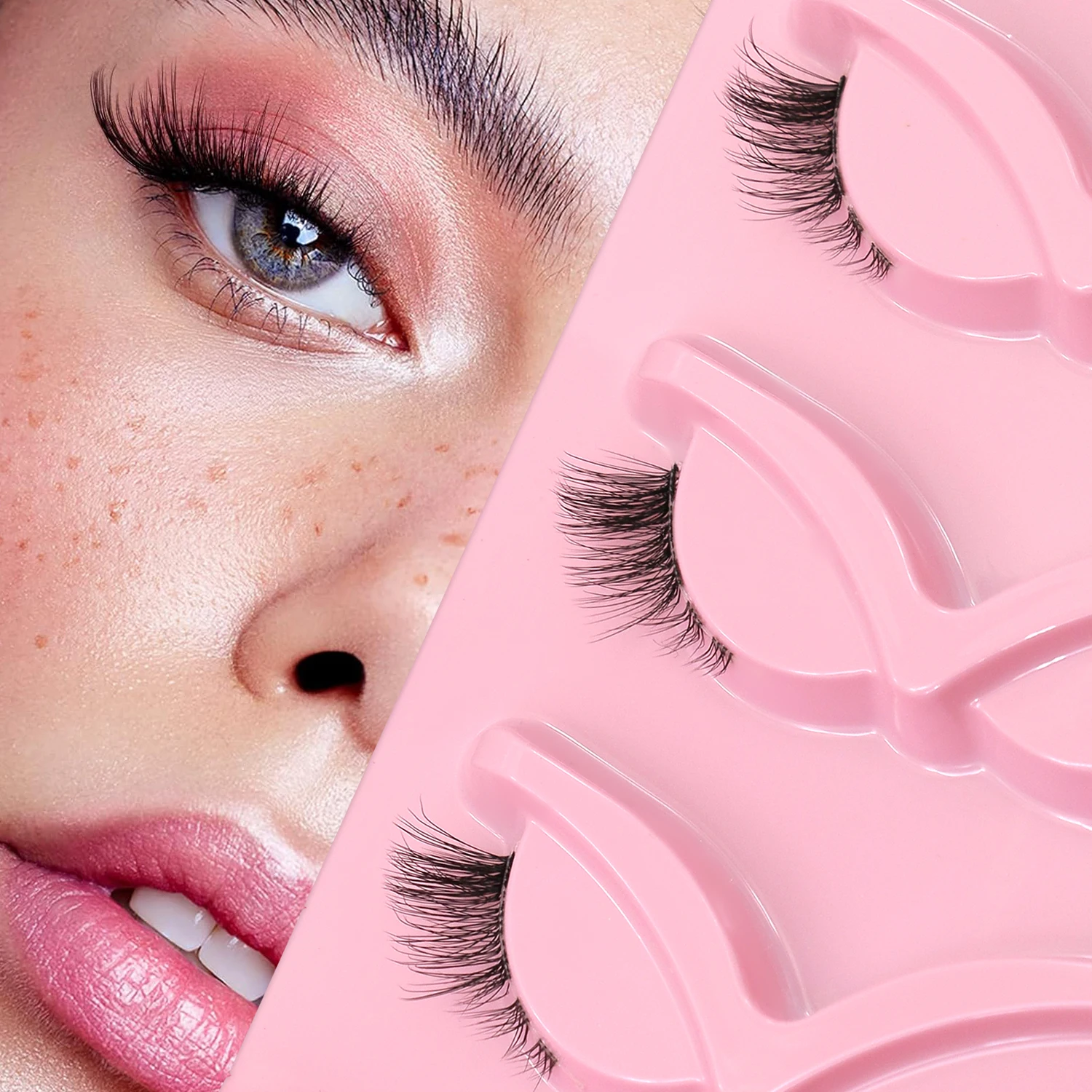 VELTRINAY Half Lashes Cat Eye Eyelashes Natural Look Wispy False Lashes Faux Mink Lashes Clear Band Natural Fake Lashes Makeup