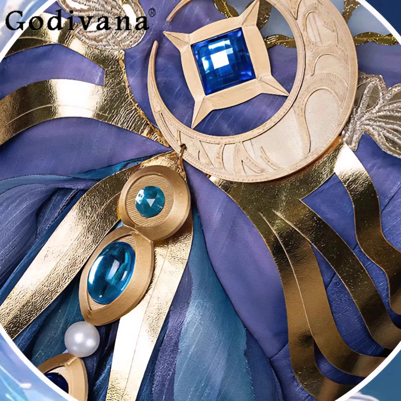 다섯 번째 성격 Cos 의류 여성 2 차원 게임 코스프레 드레스 세트 여성 여름 블루 할로윈 드레스